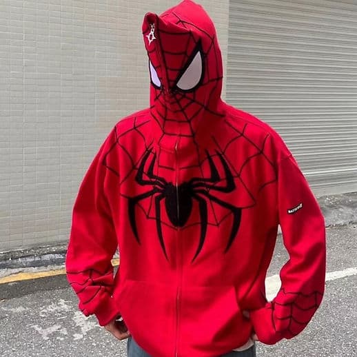 🕷️ Spider Web Oversized Zip-Up Hoodie (Black & White Variants)
